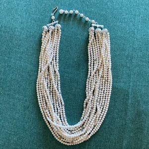 Vintage Multi Strand Necklace w Small White Beads